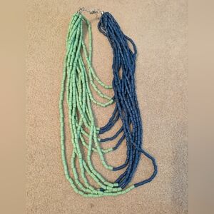 Elegant Green and Blue Beaded Necklace
